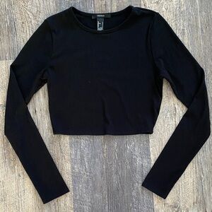 Forever 21 Black Ribbed Long Sleeve Crop top